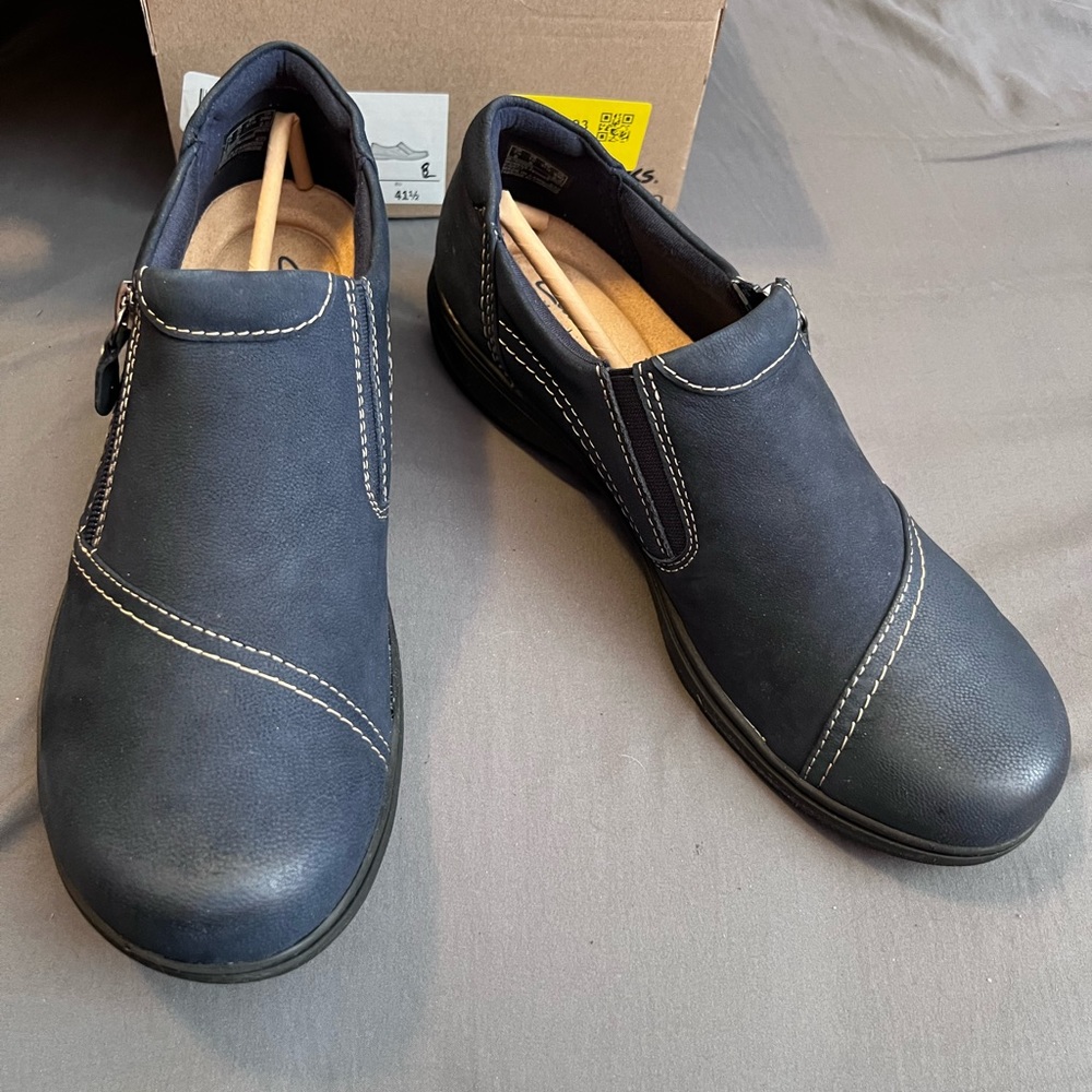 Clarks Collection Leather Shoes 10 Wide Navy Blue